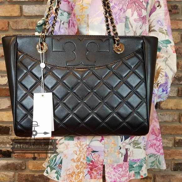 Tory Burch Handbags - Tory Burch Small Savannah Flat Tote Black Leather